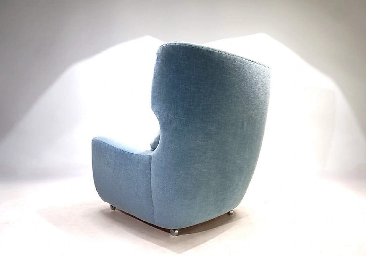 Sedia in mohair Carl Straub blu ghiaccio, anni '60 10