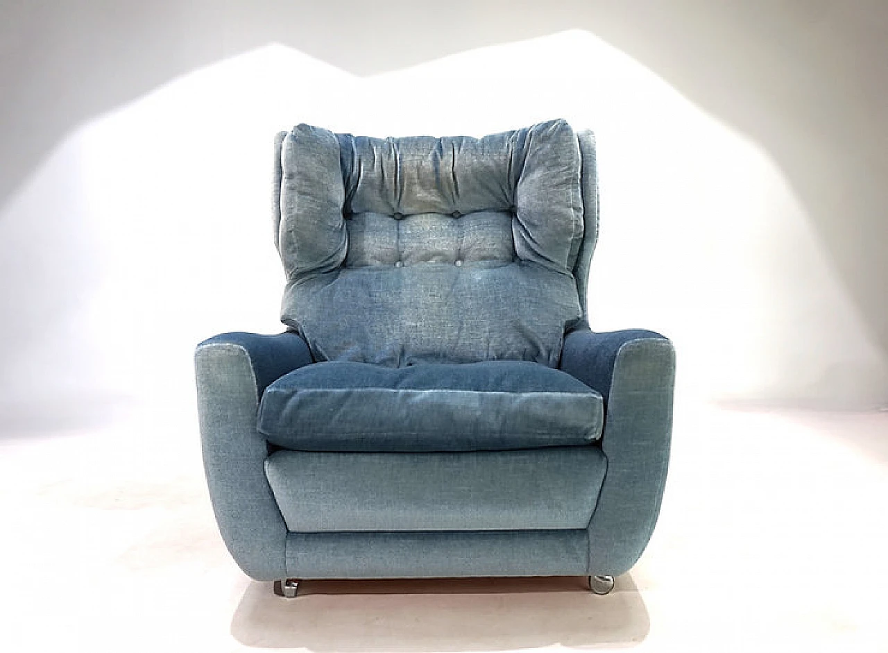 Sedia in mohair Carl Straub blu ghiaccio, anni '60 11