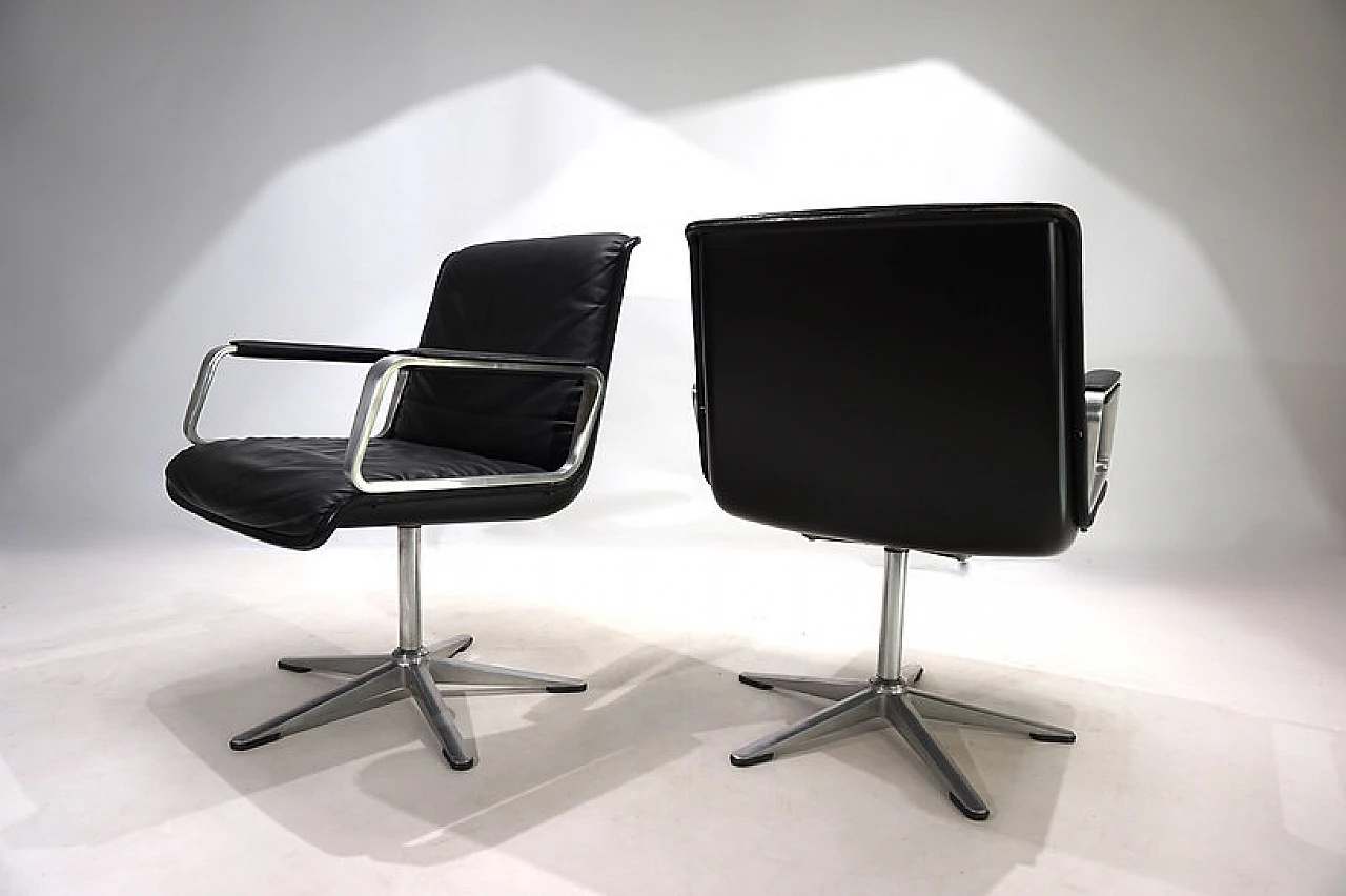 Pair of Wilkhahn Delta leather chairs by Delta Group, 1960s 5