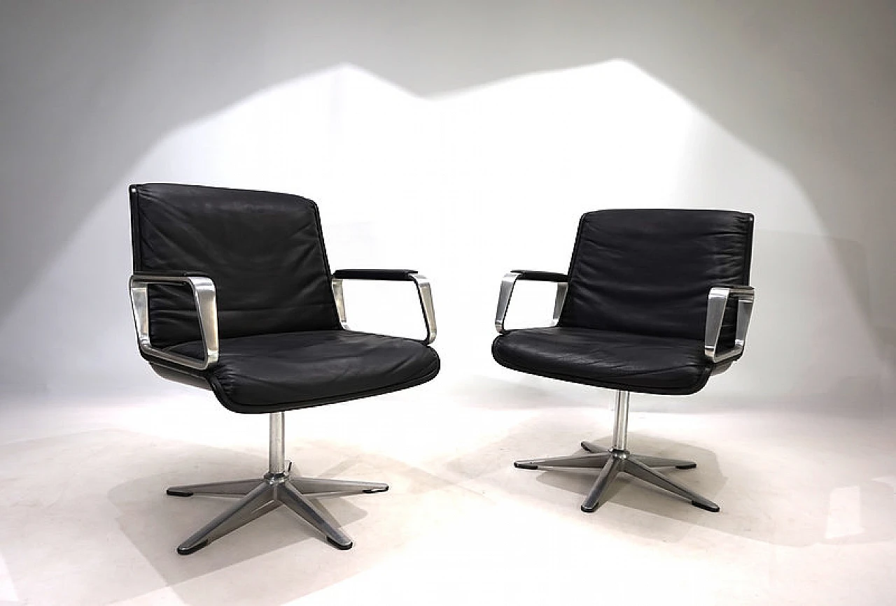 Pair of Wilkhahn Delta leather chairs by Delta Group, 1960s 6