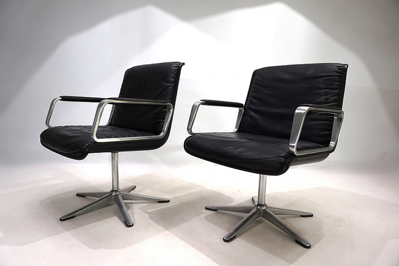 Pair of Wilkhahn Delta leather chairs by Delta Group, 1960s 7