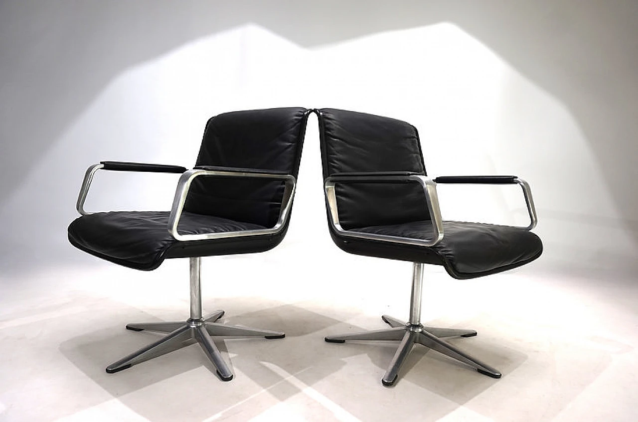 Pair of Wilkhahn Delta leather chairs by Delta Group, 1960s 8