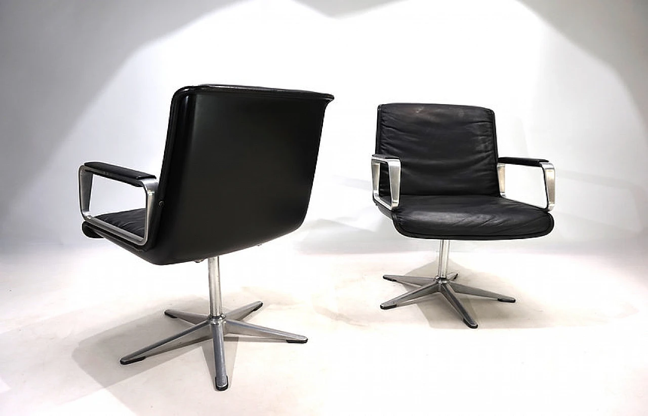 Pair of Wilkhahn Delta leather chairs by Delta Group, 1960s 11