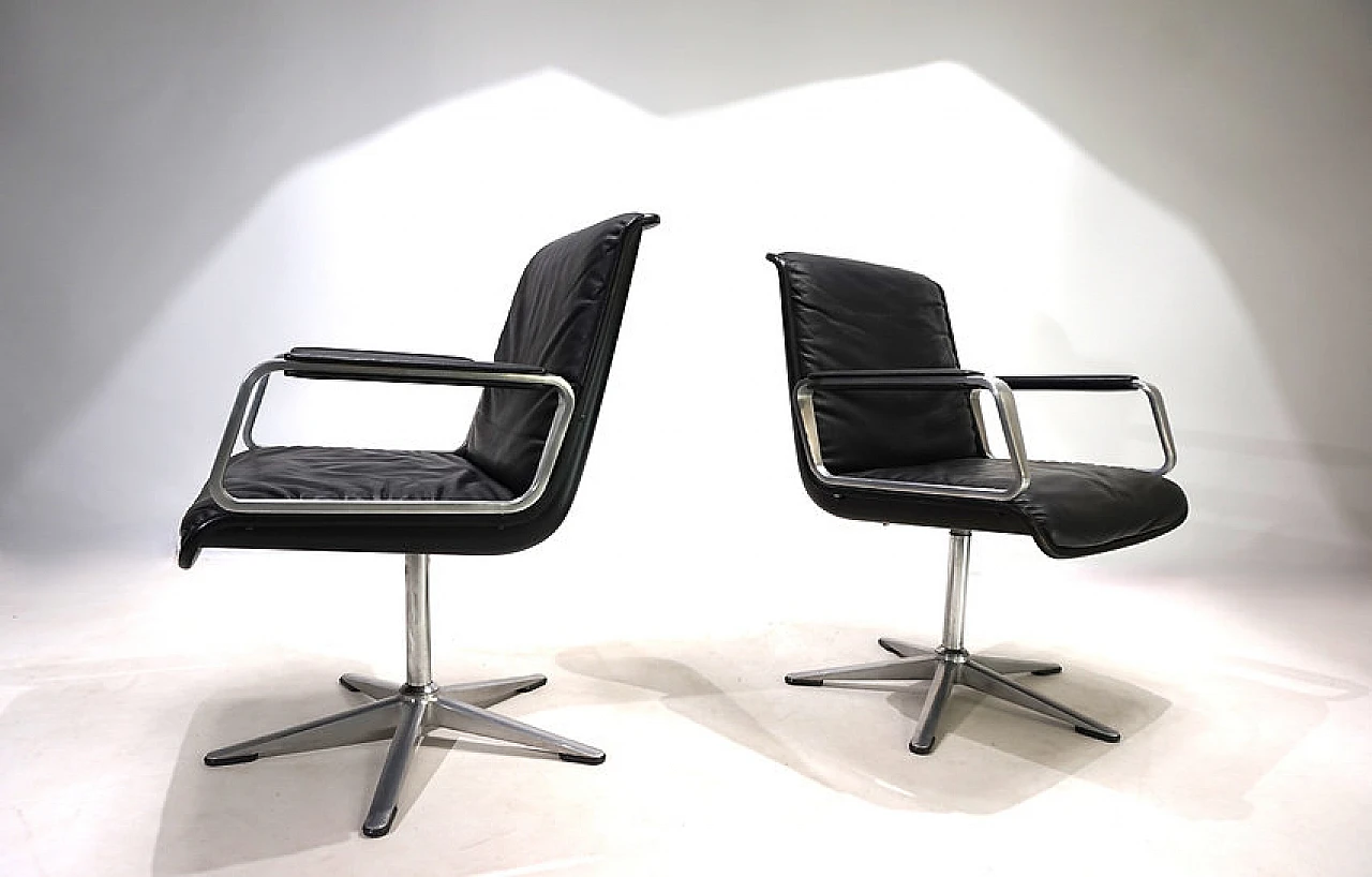 Pair of Wilkhahn Delta leather chairs by Delta Group, 1960s 13