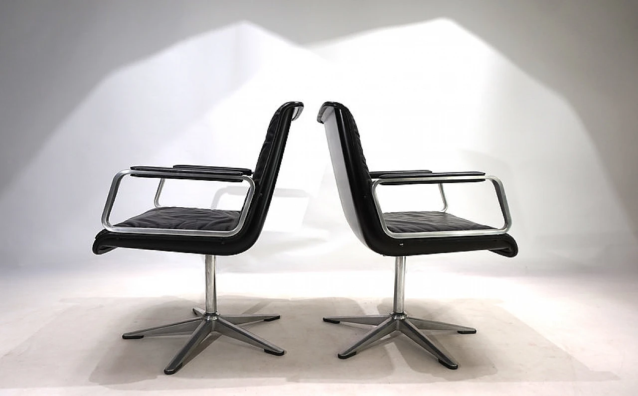 Pair of Wilkhahn Delta leather chairs by Delta Group, 1960s 14