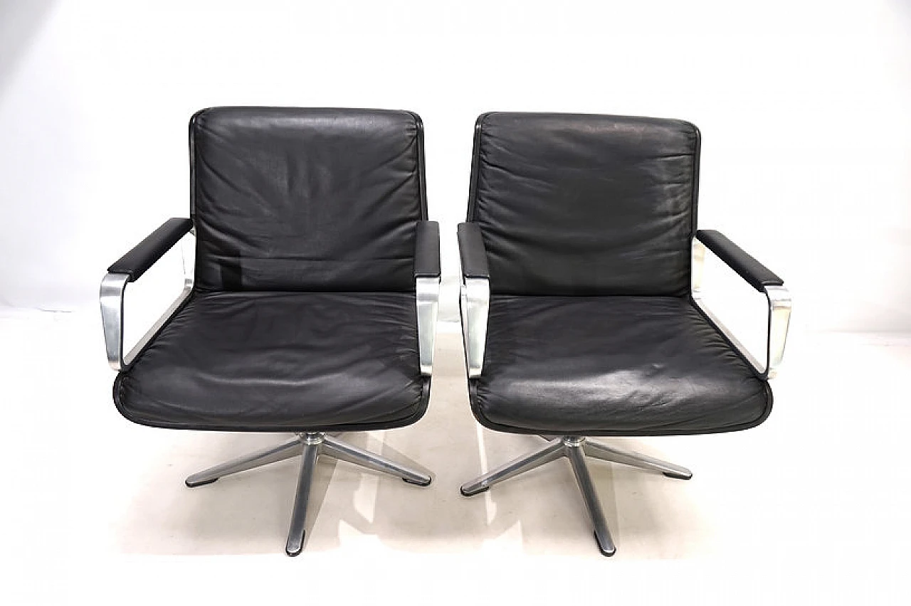 Pair of Wilkhahn Delta leather chairs by Delta Group, 1960s 15