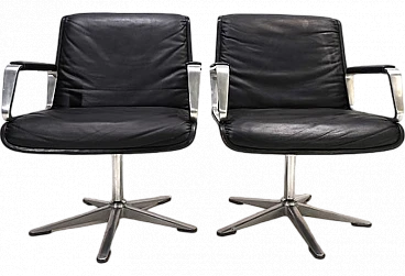 Pair of Wilkhahn Delta leather chairs by Delta Group, 1960s