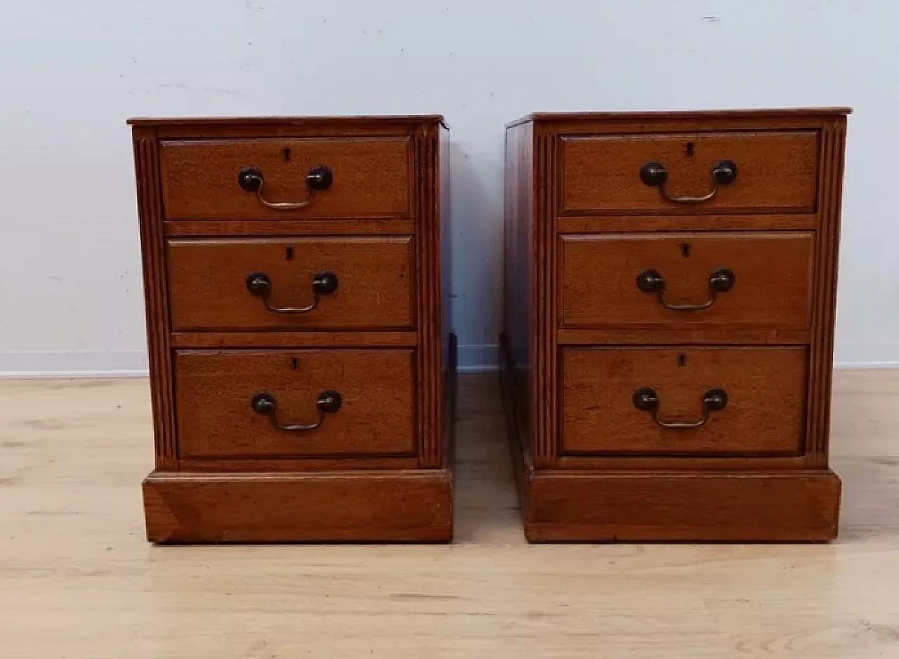 Pair of oak and leather office chests of drawers, late 19th century 5