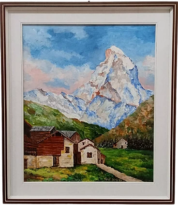 Monte Cervino, olio su tela di Tere, anni '70