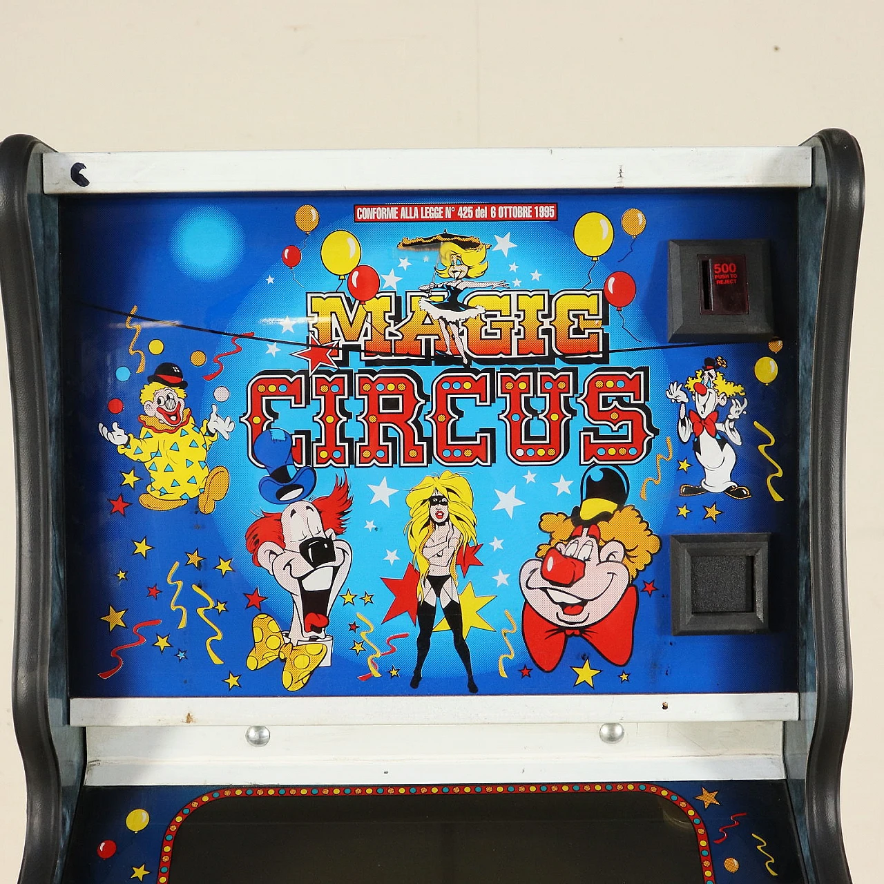 Videogioco Magic Circus in legno ricoperto di formica, anni '80 3