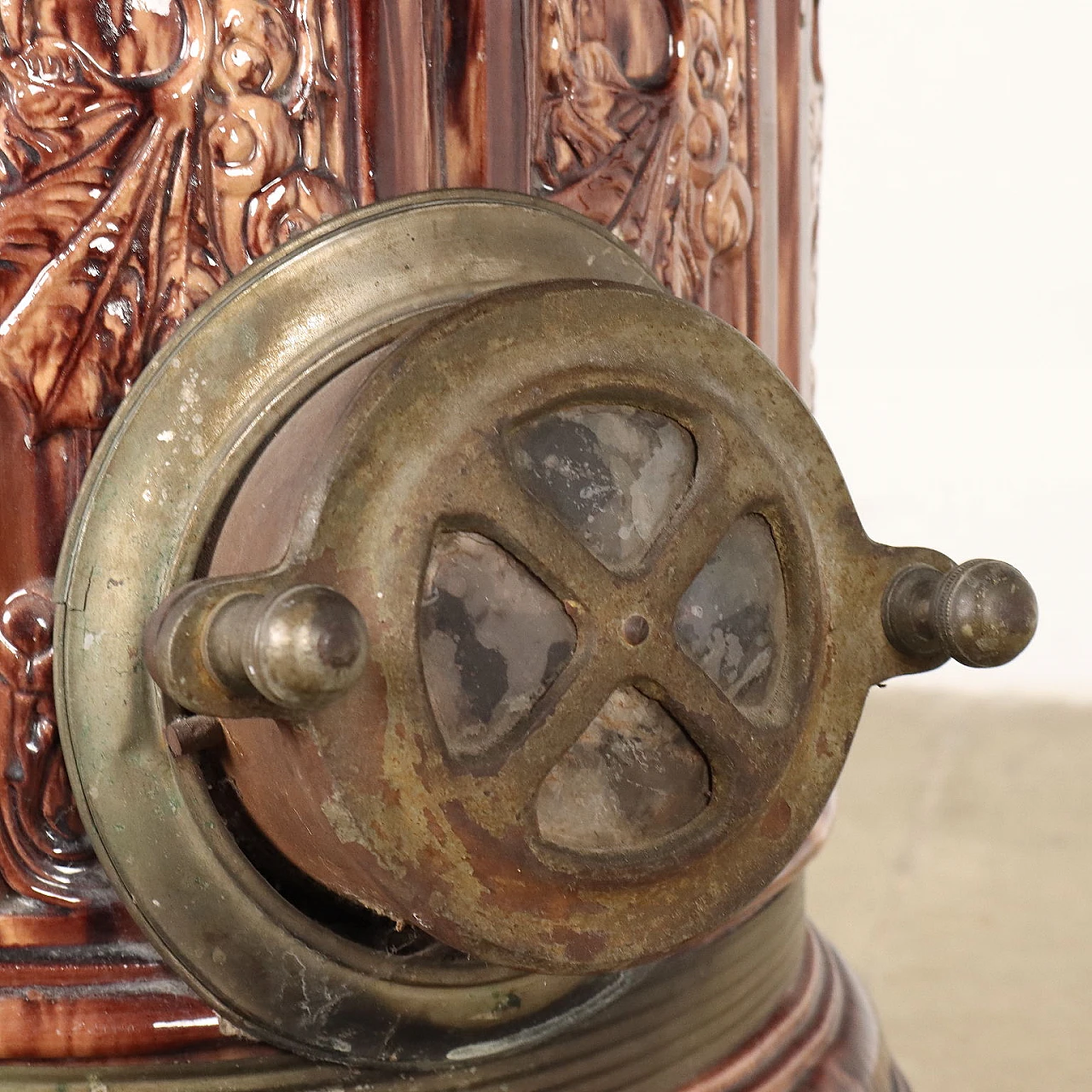 Art Nouveau ceramic and metal stove by Fratelli Pozzoli-Incino Erba, early 20th century 7