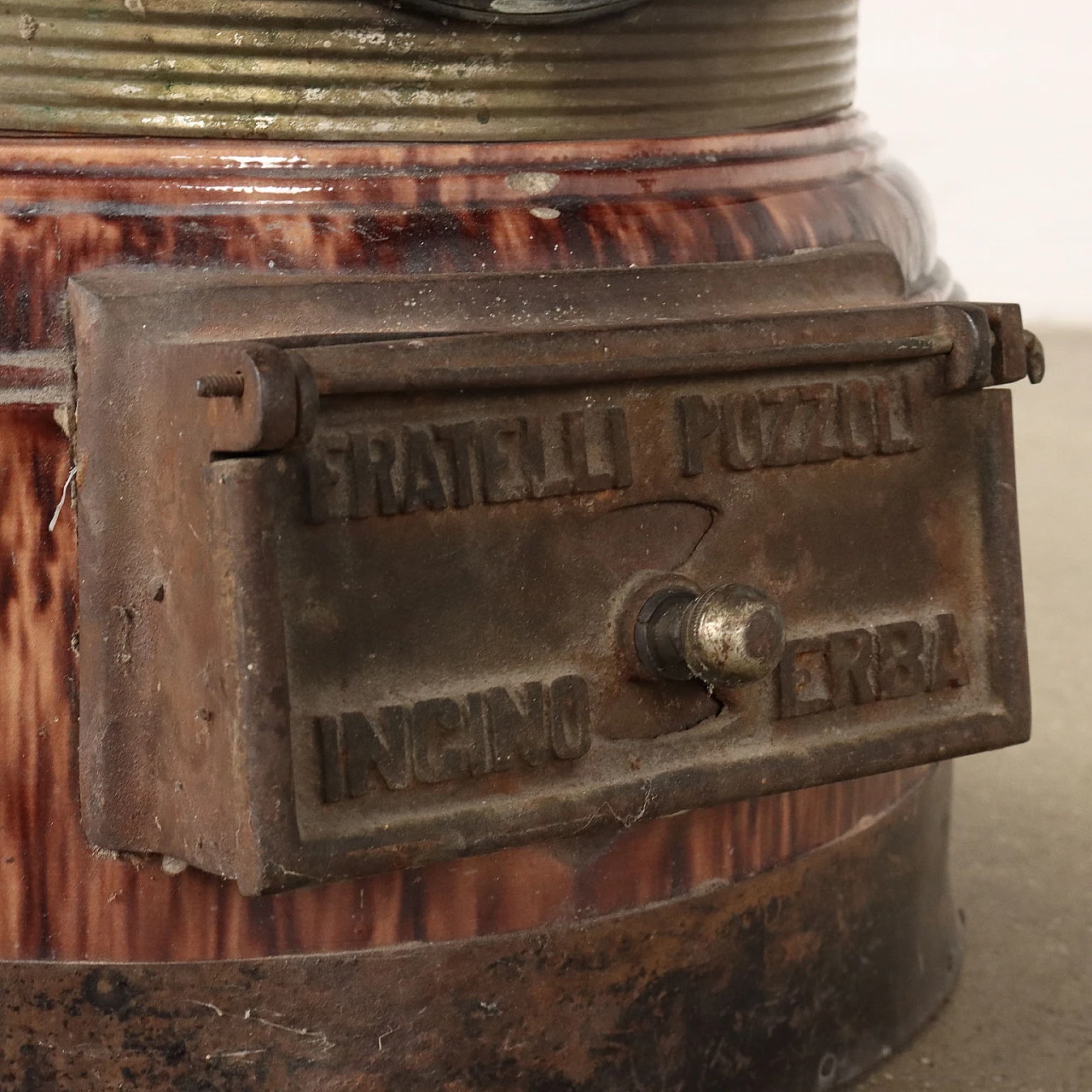 Art Nouveau ceramic and metal stove by Fratelli Pozzoli-Incino Erba, early 20th century 8