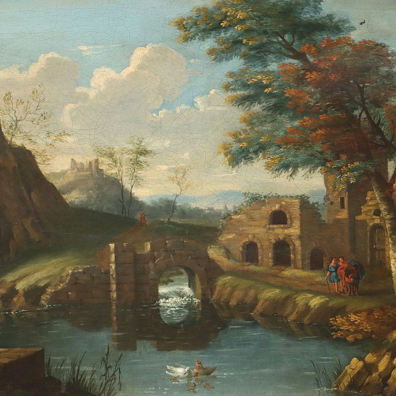 Landscape with Ruins and Figures, oil on canvas, 18th century 3