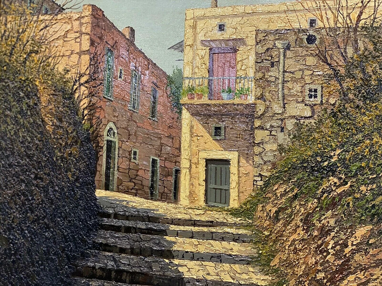 Caserta Vecchia, oil on canvas by Paolo De Robertis, 90s 3