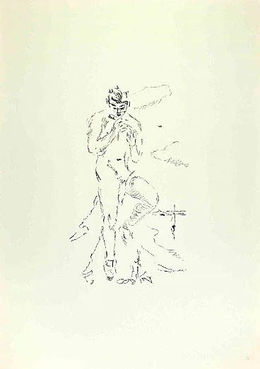 Filippo de Pisis, flautista, litografia 1960-1979