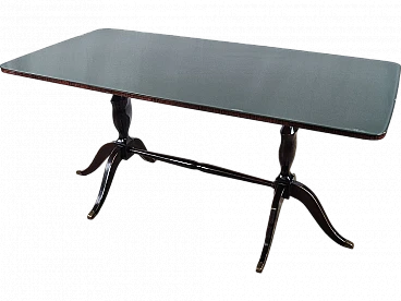 Mid-Century dining table with green glass top, 1950