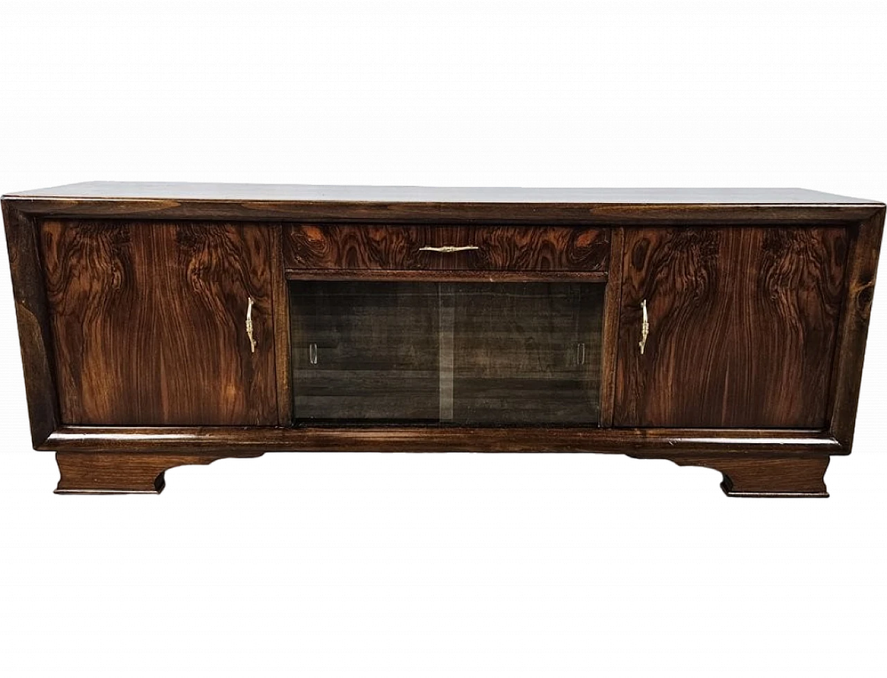 Art Deco dressing table in walnut with sliding glass, 1940s 27