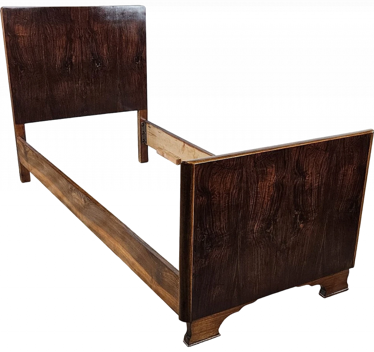 Art Deco single bed in walnut, 1940 19