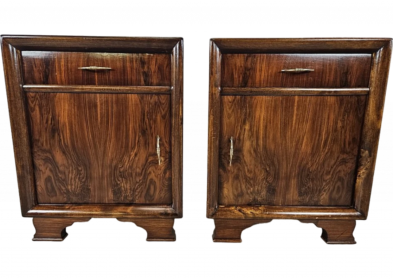 Pair of bedside tables in walnut, 1940s 24