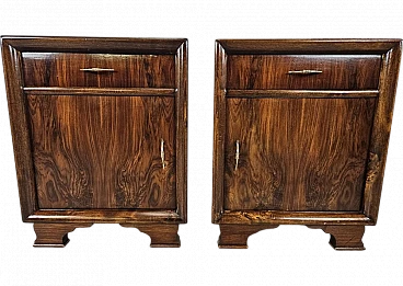 Pair of bedside tables in walnut, 1940s