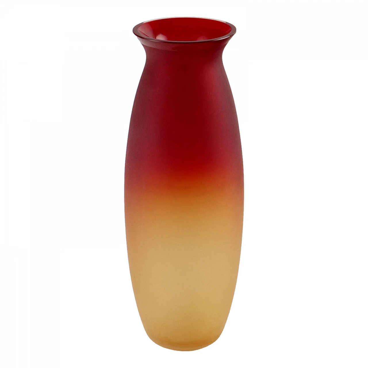 Vaso rosso e arancione in vetro di Murano dei F.lli Barbini, anni '80 1