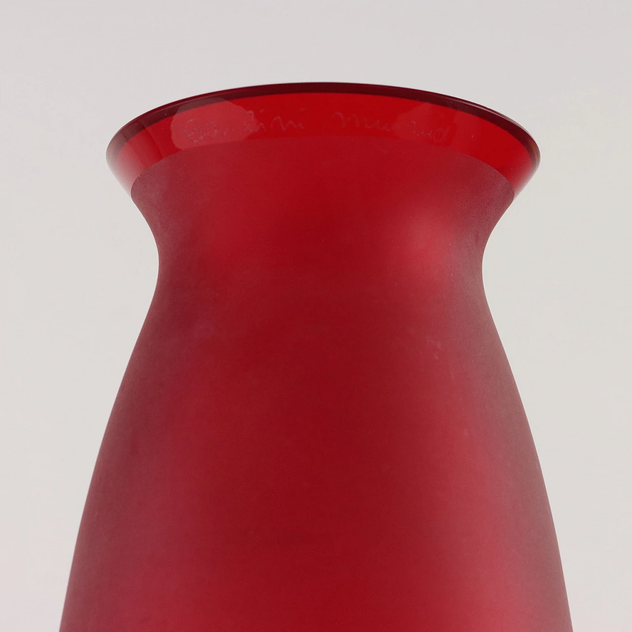 Vaso rosso e arancione in vetro di Murano dei F.lli Barbini, anni '80 3