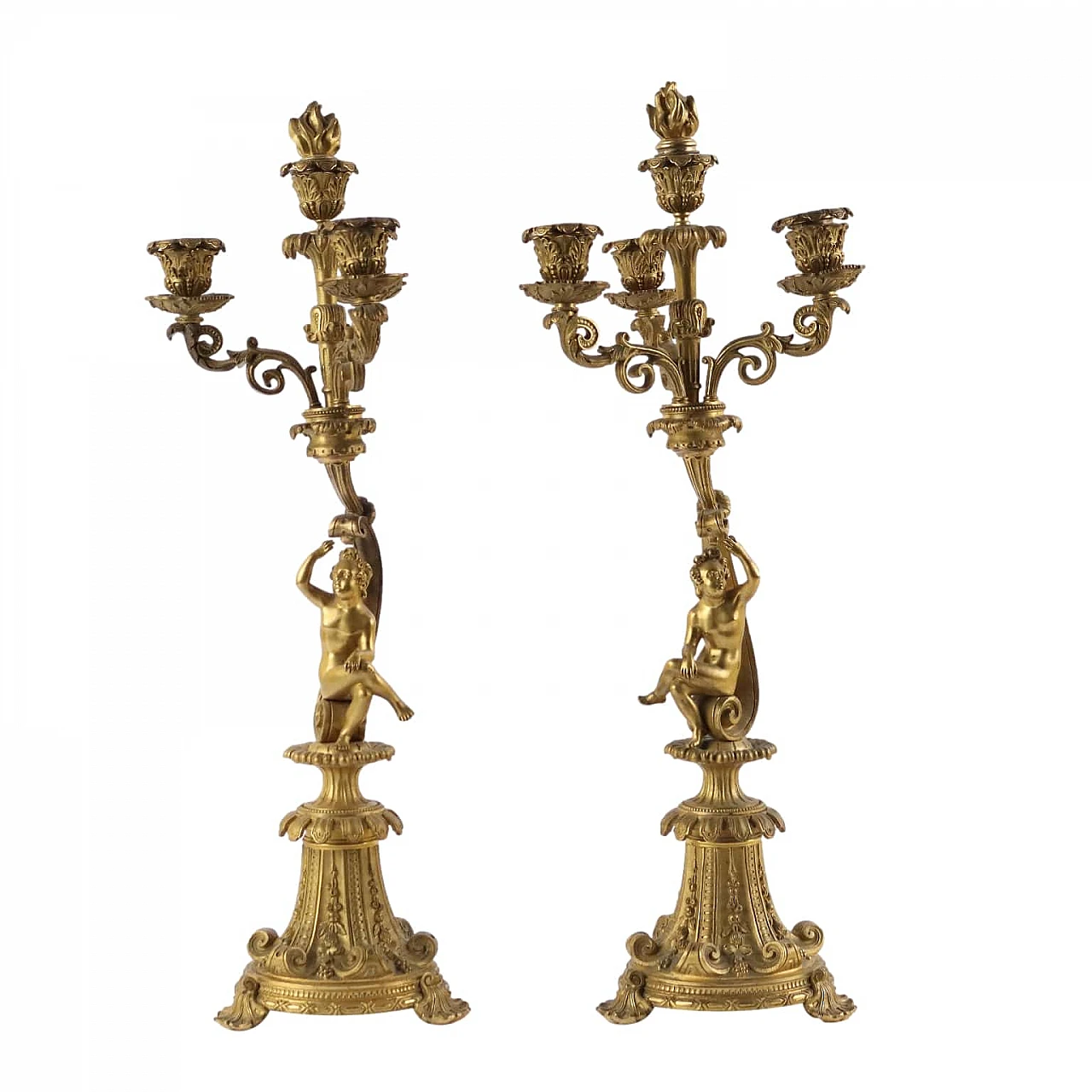 Antique Candelabra Gilded Bronze Italy XIX-XX Century 1