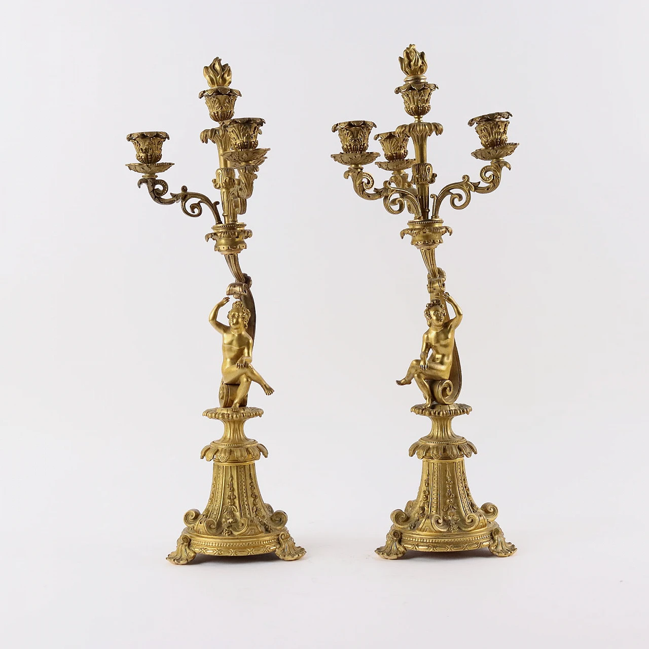 Antique Candelabra Gilded Bronze Italy XIX-XX Century 3