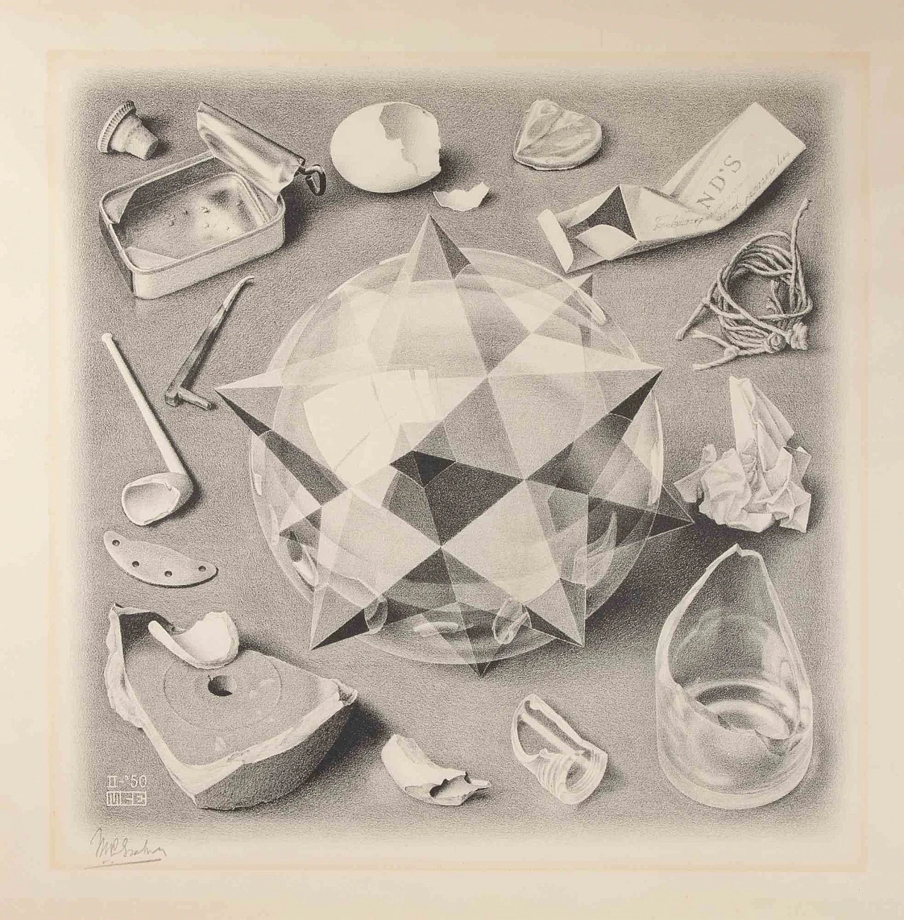 Maurits Cornelis Escher, Order and Chaos, Lithograph 1940s-1950s 1