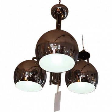 Chromed sphere chandelier in the style of Goffredo Reggiani, 1970s