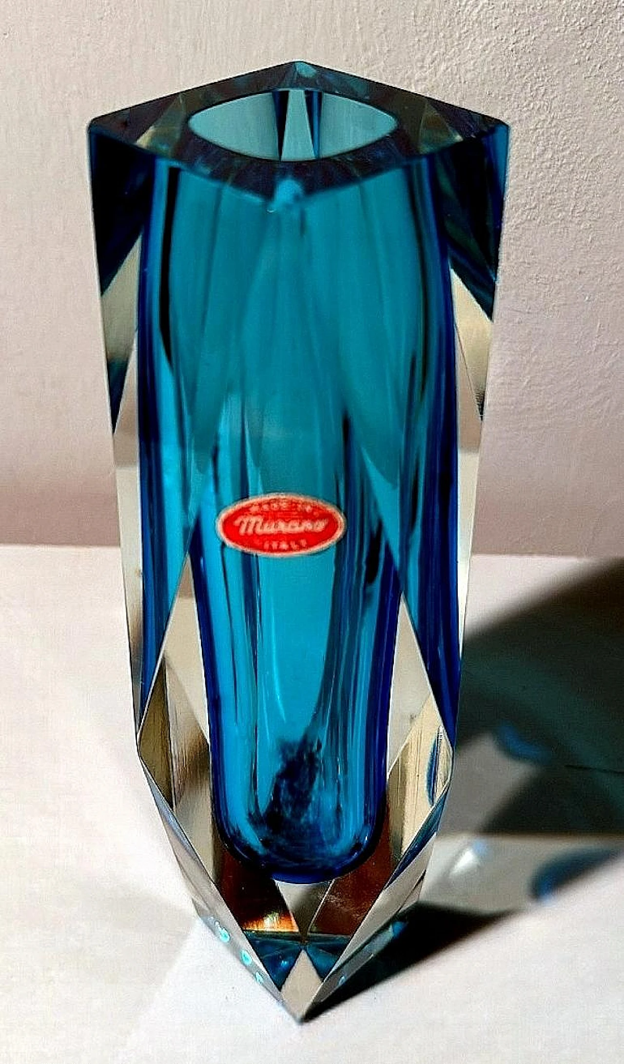 Coloured and faceted Murano submerged glass vase, 1960s 2