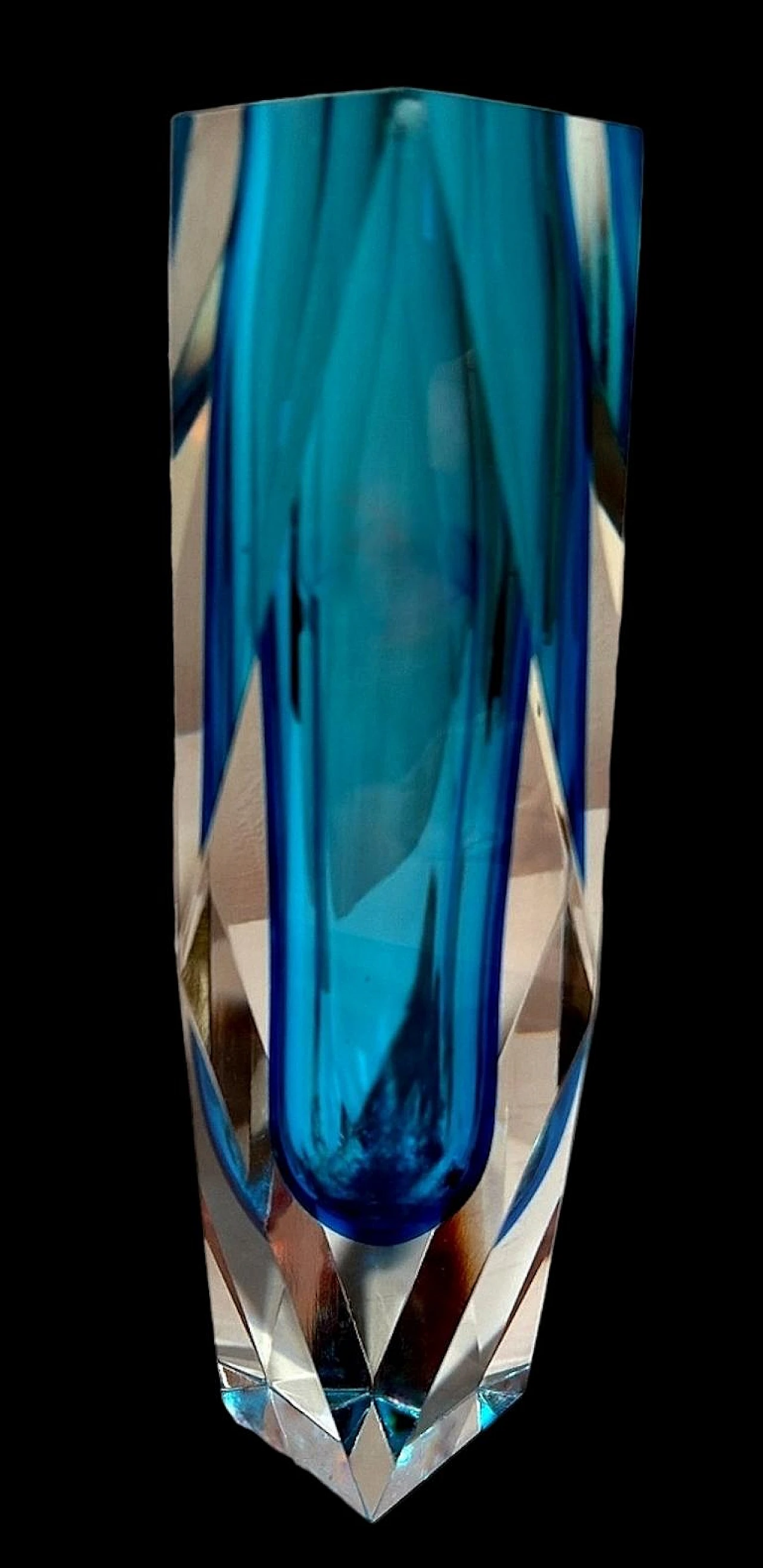 Coloured and faceted Murano submerged glass vase, 1960s 5