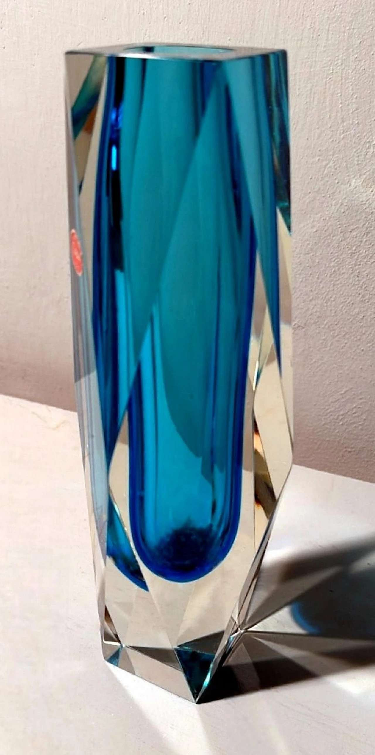 Coloured and faceted Murano submerged glass vase, 1960s 7