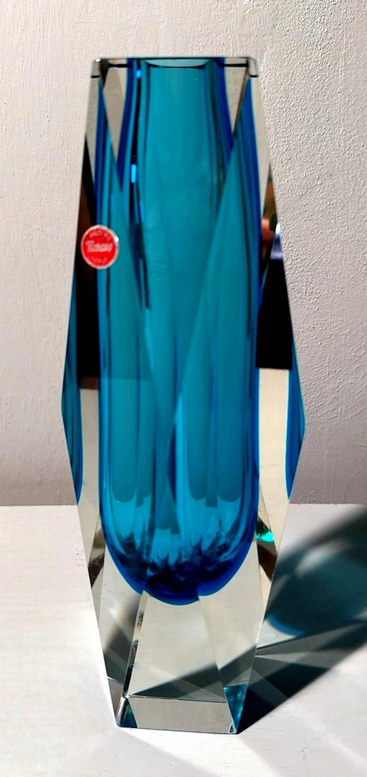 Coloured and faceted Murano submerged glass vase, 1960s 8