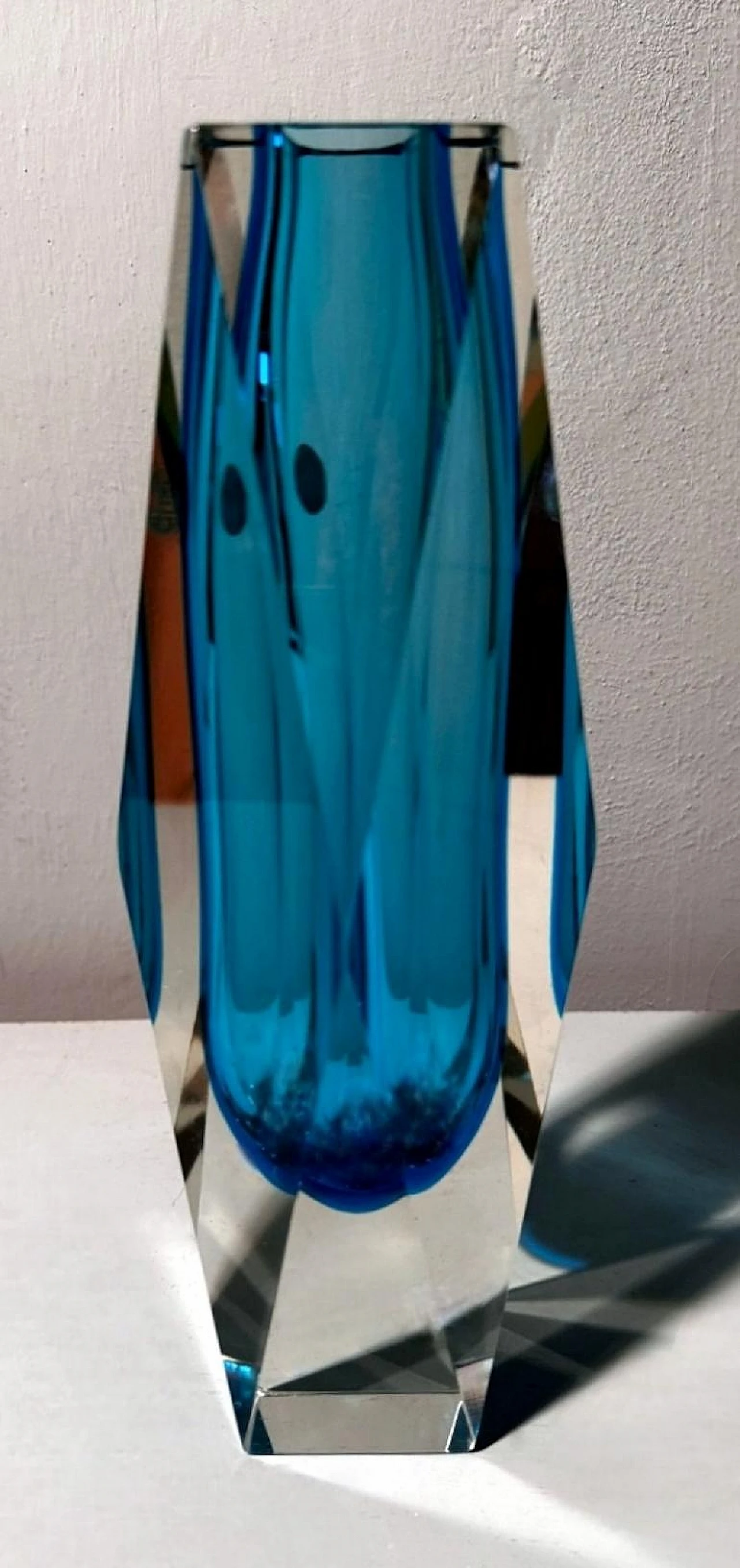 Coloured and faceted Murano submerged glass vase, 1960s 9