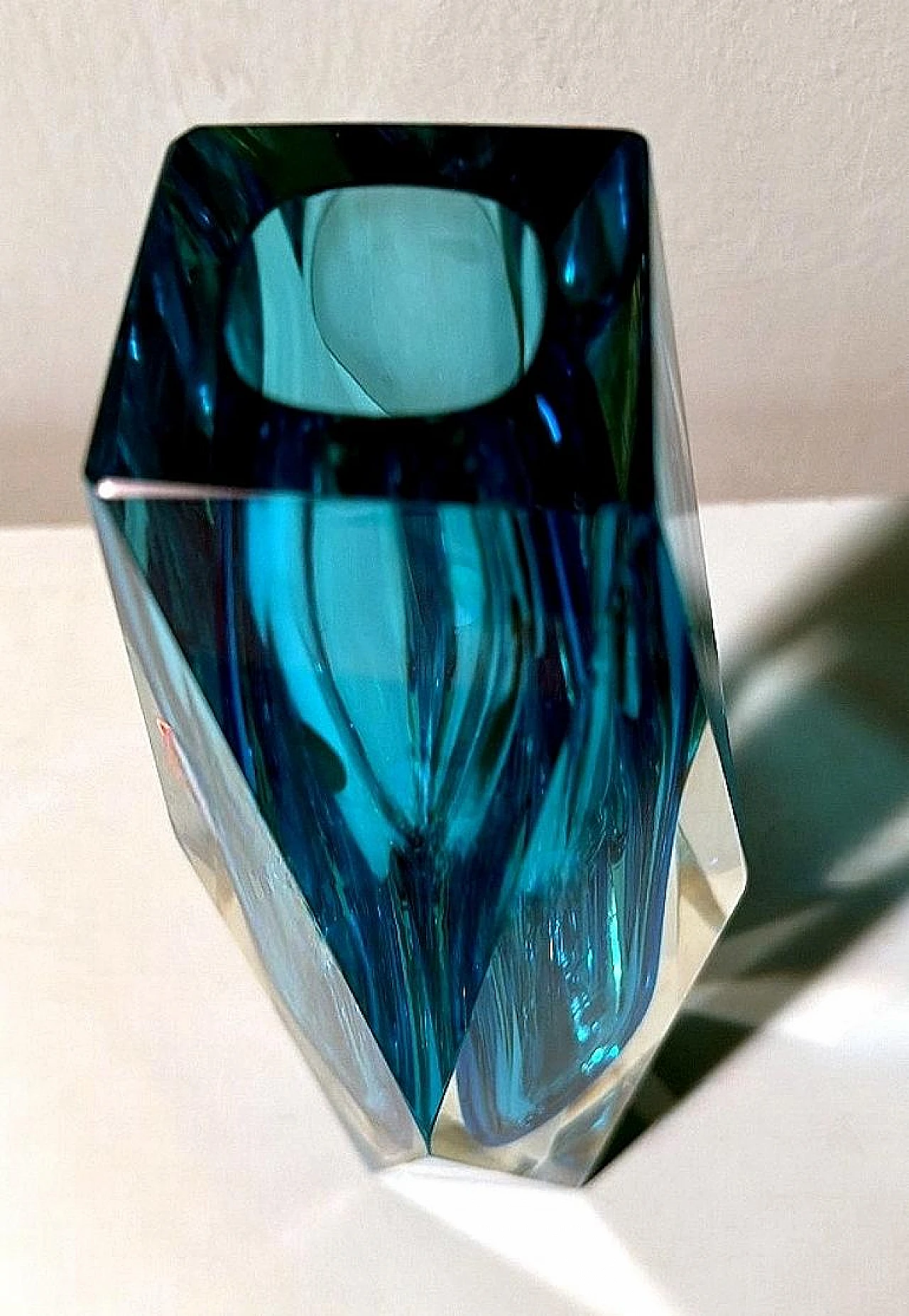 Coloured and faceted Murano submerged glass vase, 1960s 10