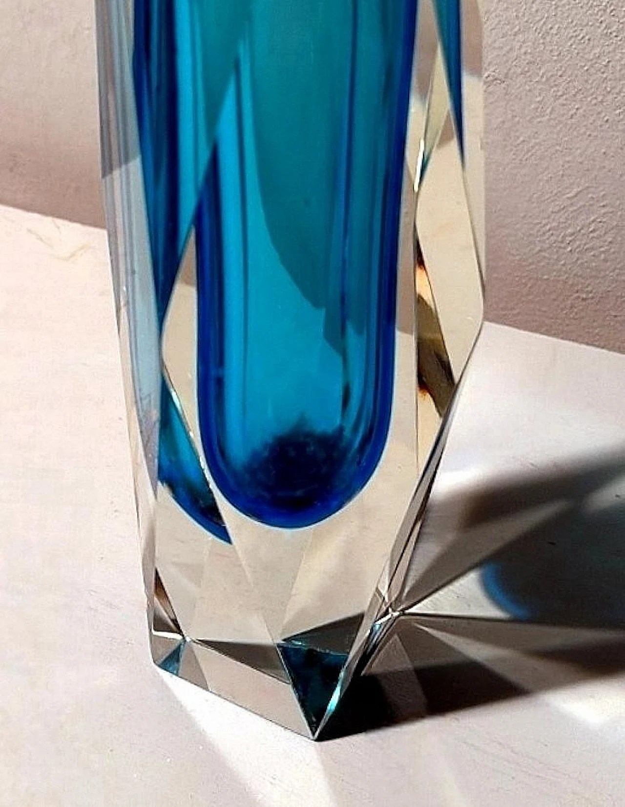 Coloured and faceted Murano submerged glass vase, 1960s 13