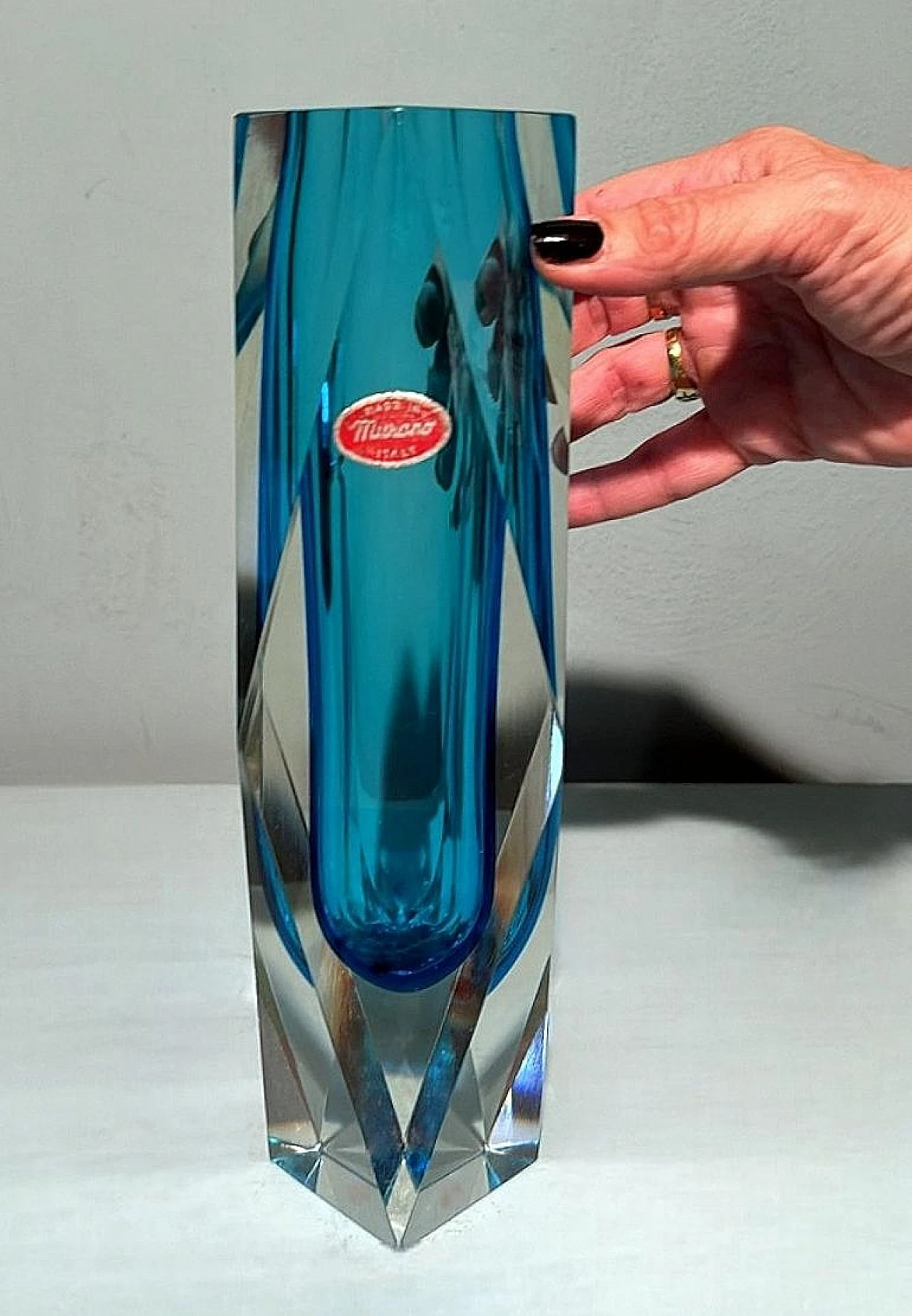 Coloured and faceted Murano submerged glass vase, 1960s 18