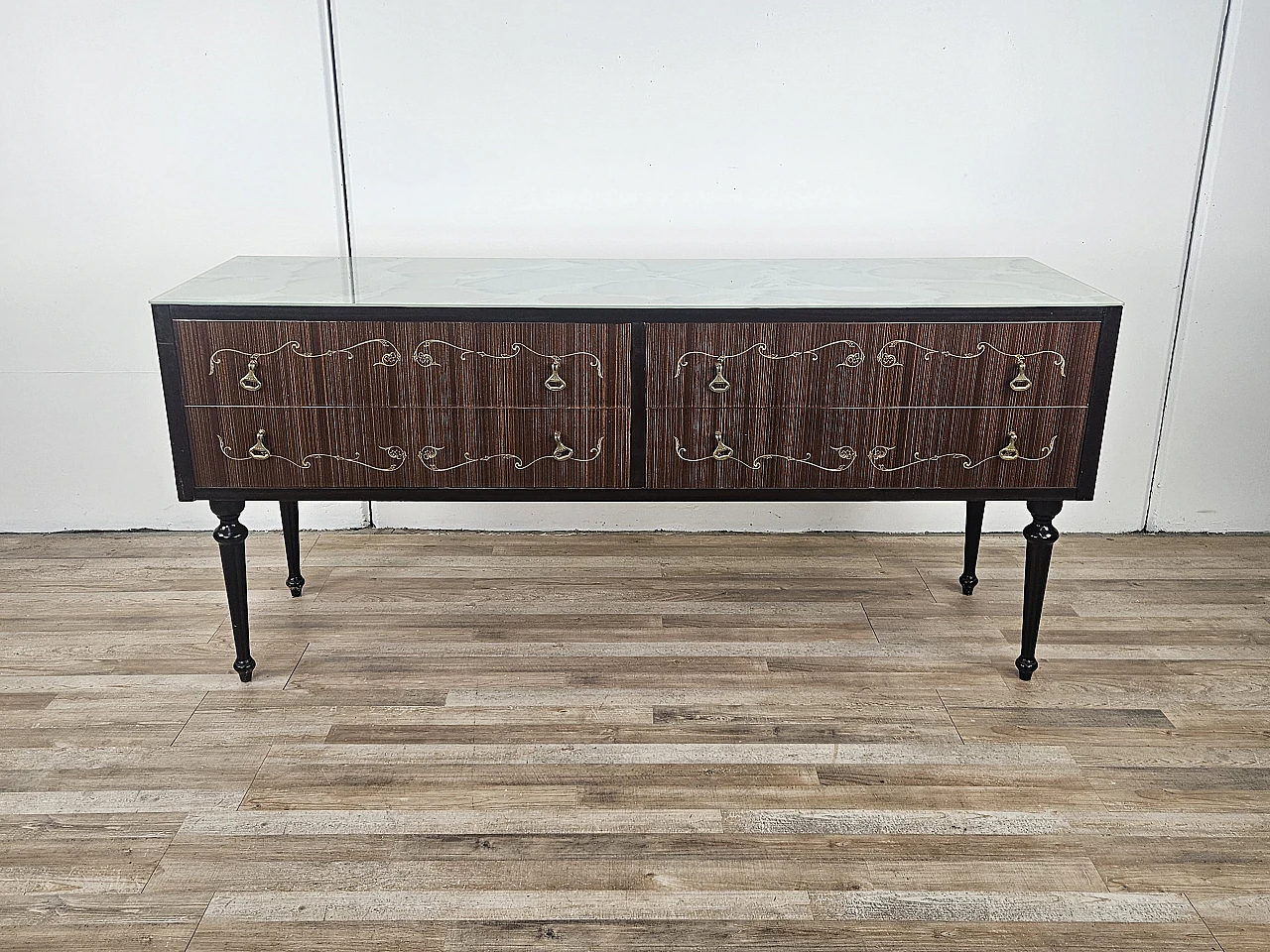 Chest of drawers with blue glass, 1960s 1