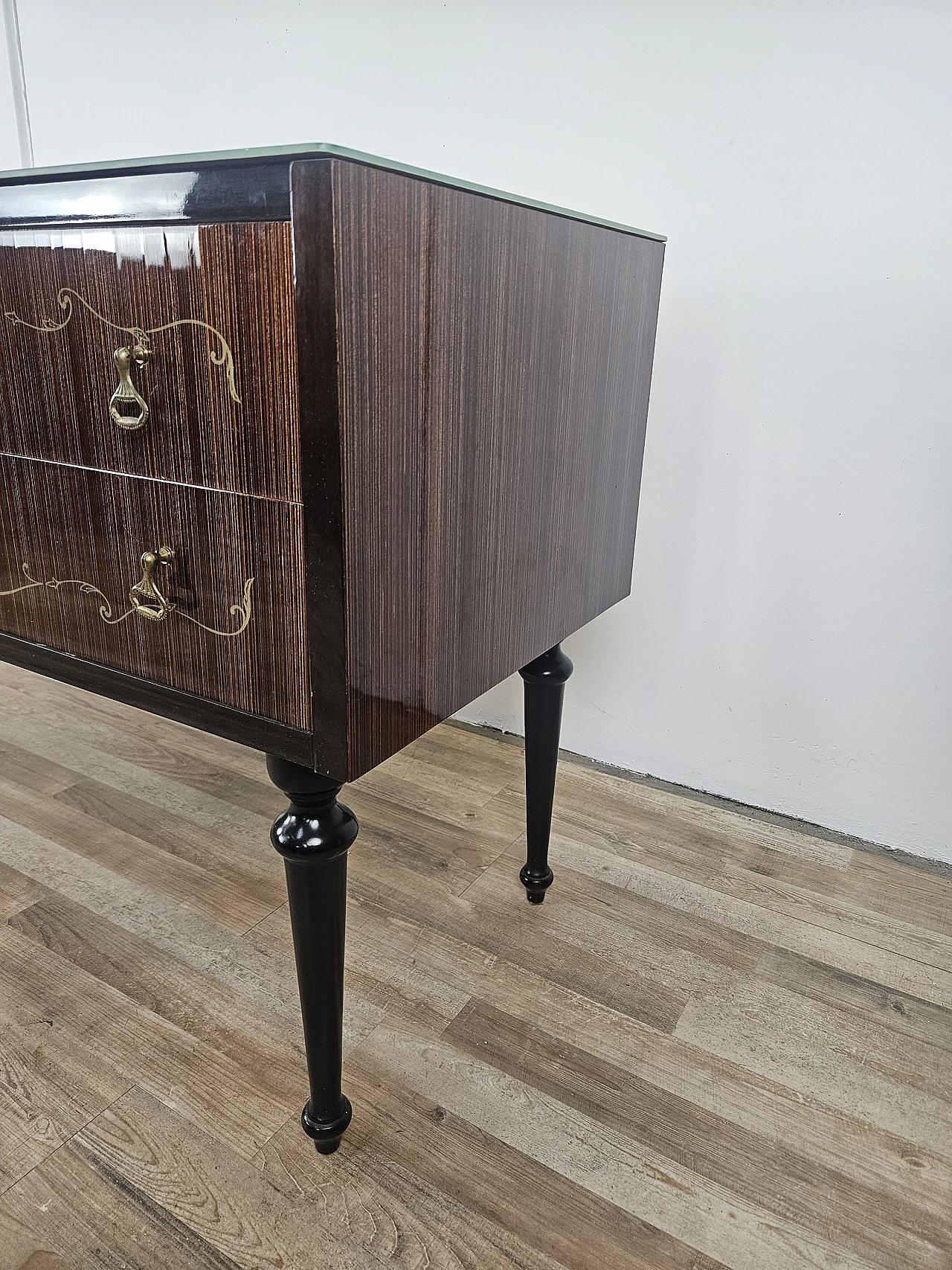 Chest of drawers with blue glass, 1960s 4