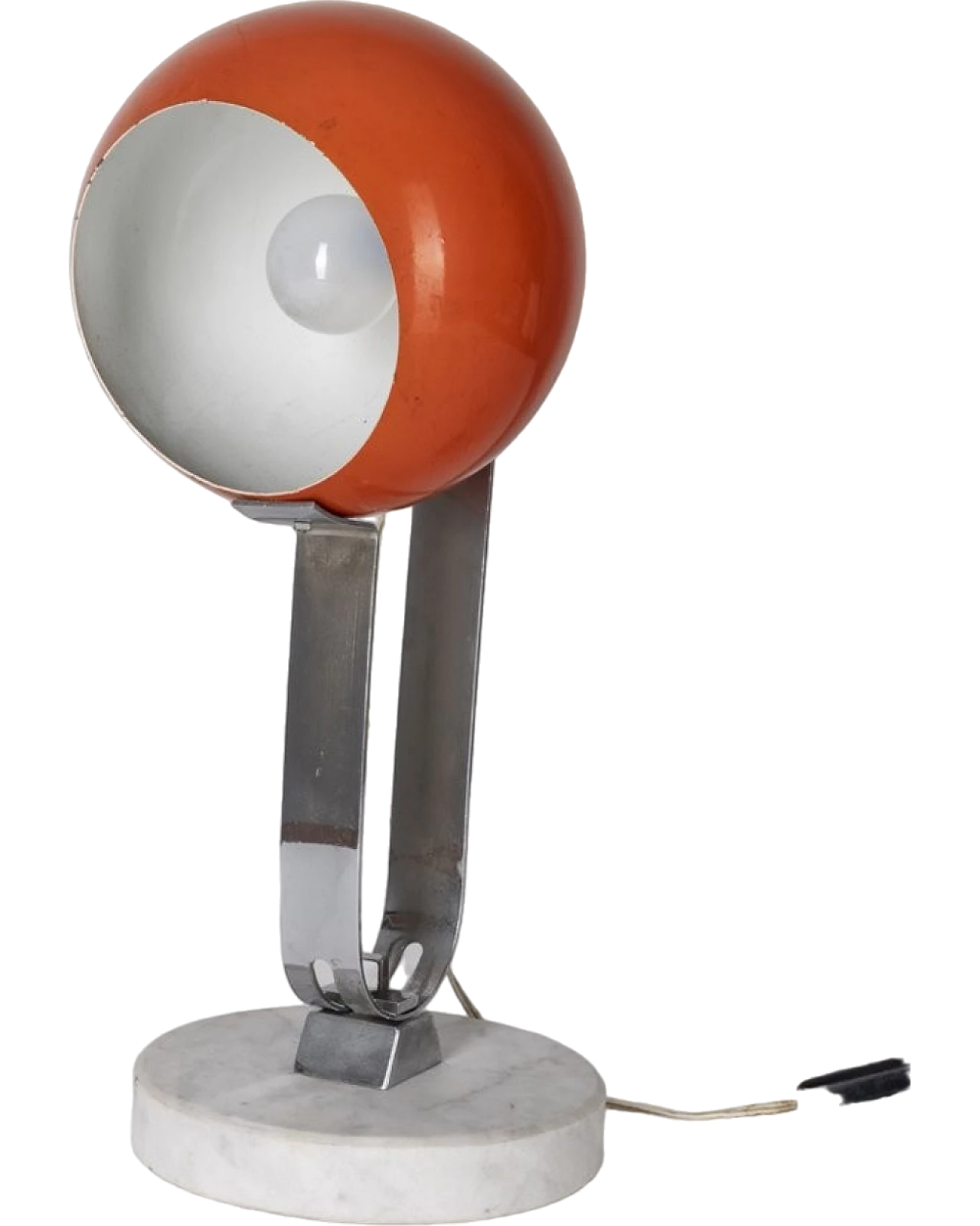 Table Lamp in marble and orange metal, 1960s 9