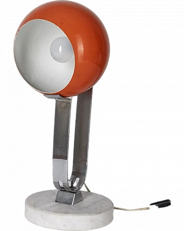 Table Lamp in marble and orange metal, 1960s