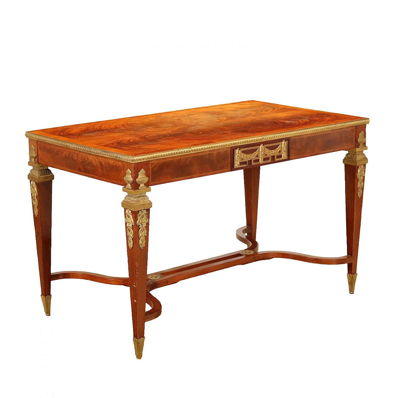 Mahogany veneer, mahogany feather and maple desk in Louis XVI style, late 19th century 1