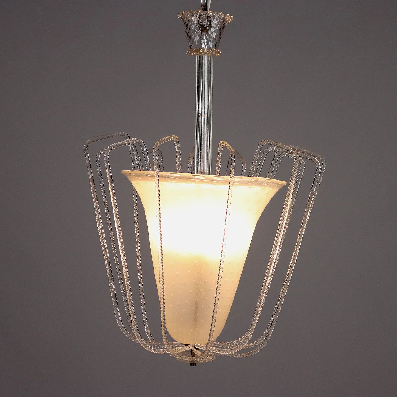 Lampadario in vetro soffiato, anni '40 1