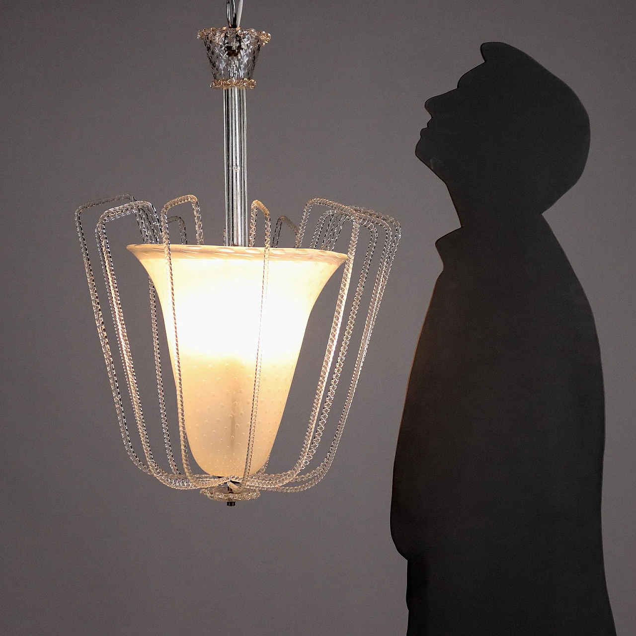 Lampadario in vetro soffiato, anni '40 2