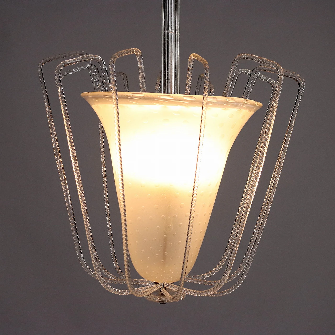 Lampadario in vetro soffiato, anni '40 3