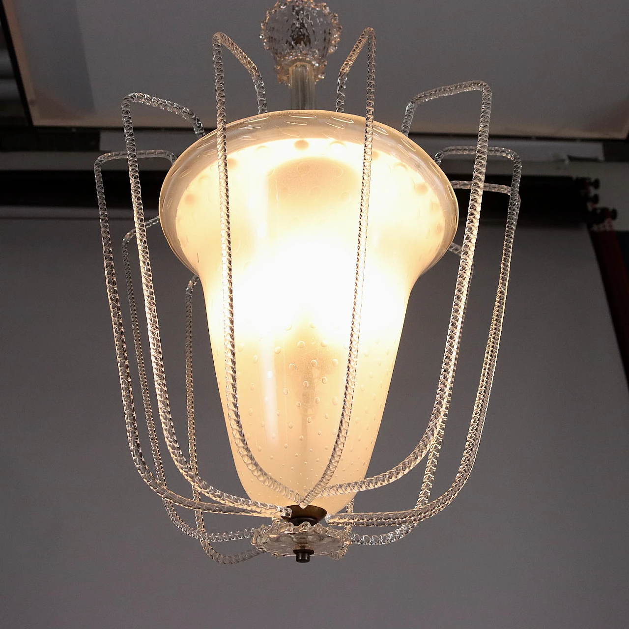 Lampadario in vetro soffiato, anni '40 6