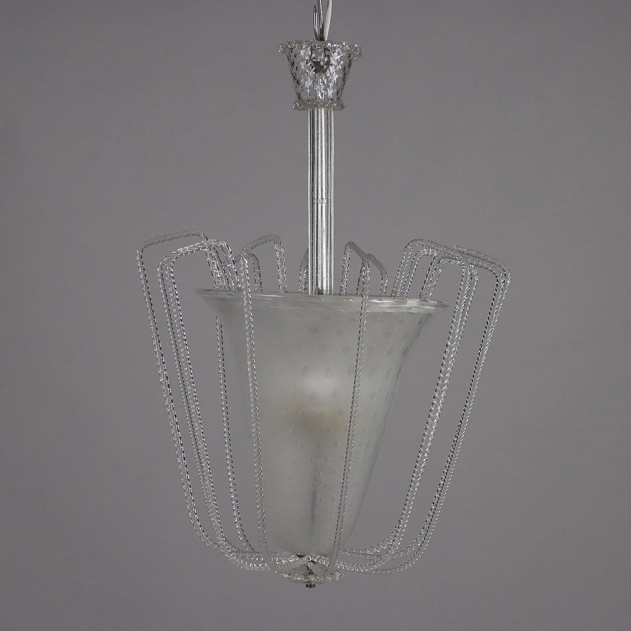 Lampadario in vetro soffiato, anni '40 9