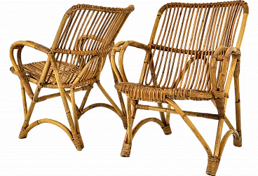 Pair of rattan armchairs, 1960s