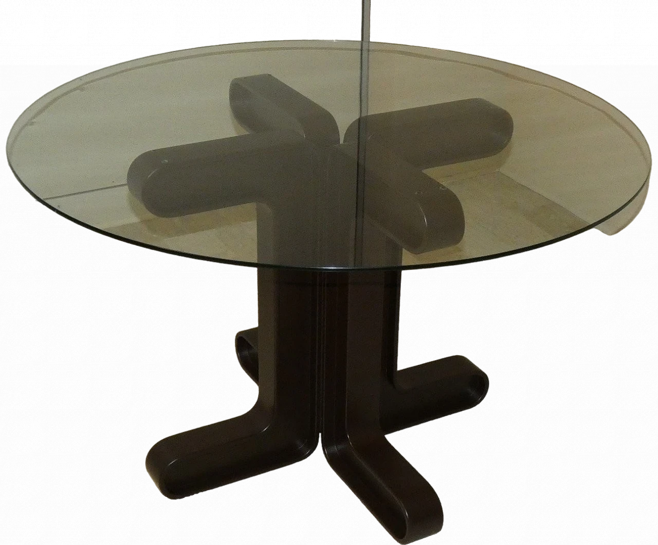 Round table with polycarbonate base and glass top, 1970s 12